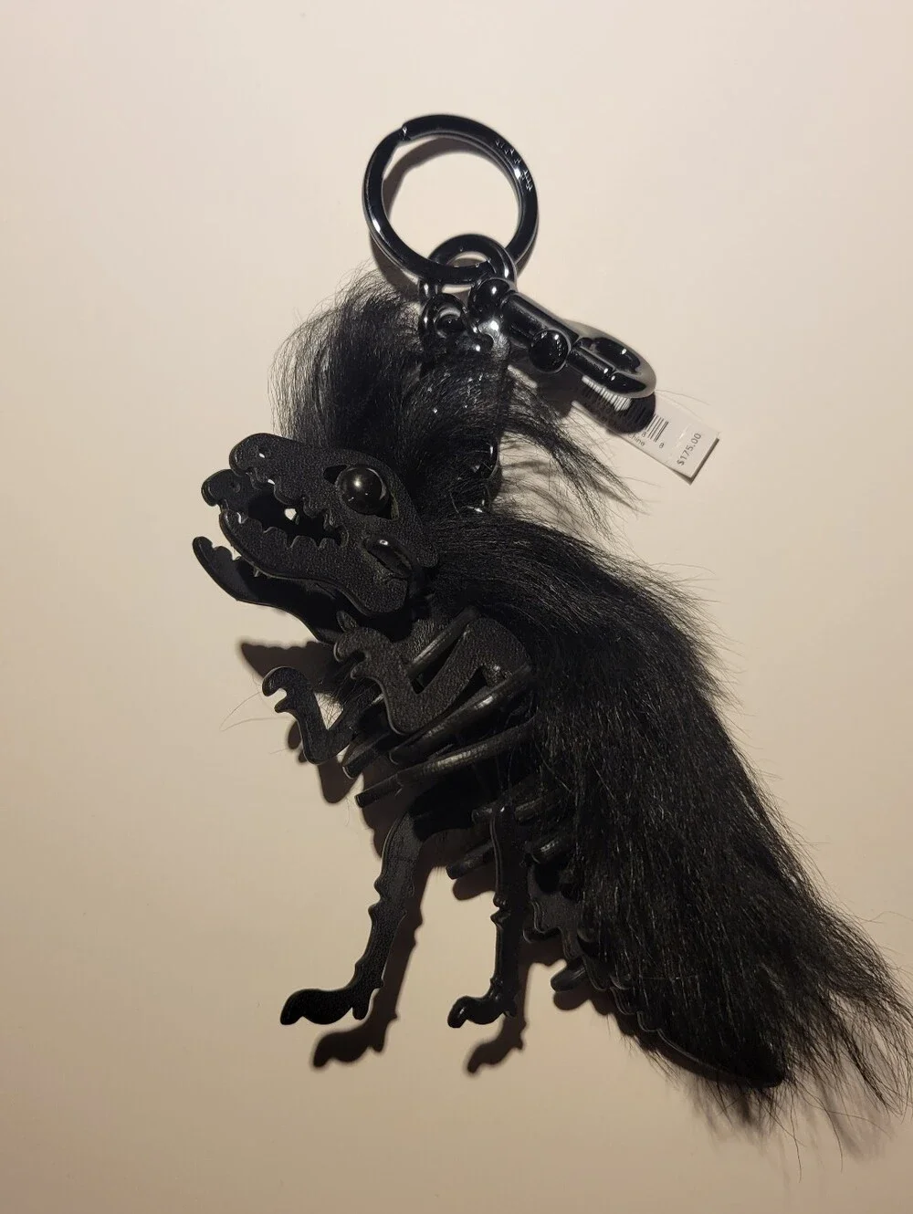 Rare Coach Long Mohawk Rexy Bag Charm Black NWT 21772